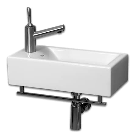 Isabella Collection Small Wall Mount Basin W/ Crome Towel Bar And Cent